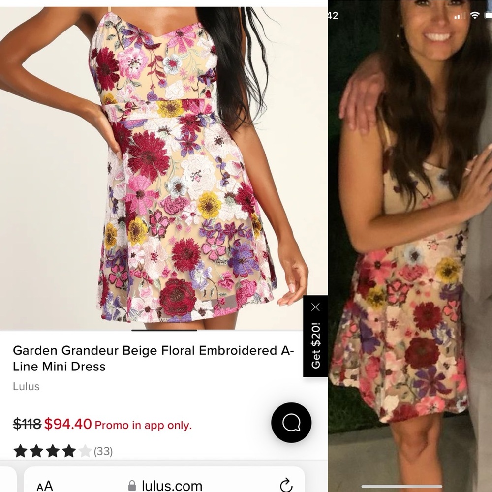 Garden Grandeur Beige Floral Embroidered A-Line Mini Dress